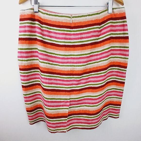 Talbots Established 1947 SZ 14P 100% Linen Self Cotton Lined Striped Skirt - Picture 2 of 5